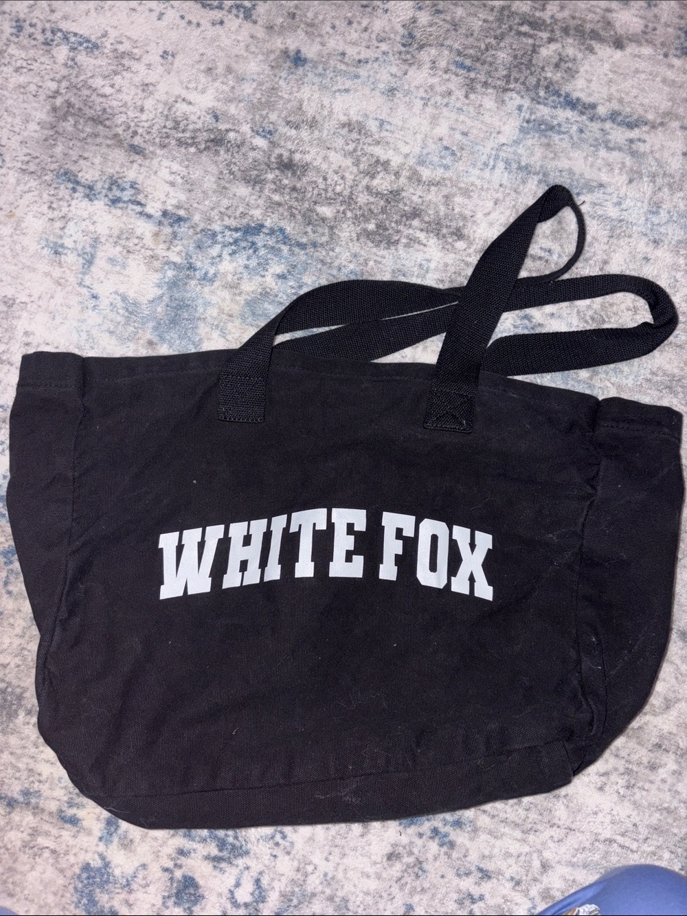 White Fox Boutique Black Canvas Tote with White Logo
